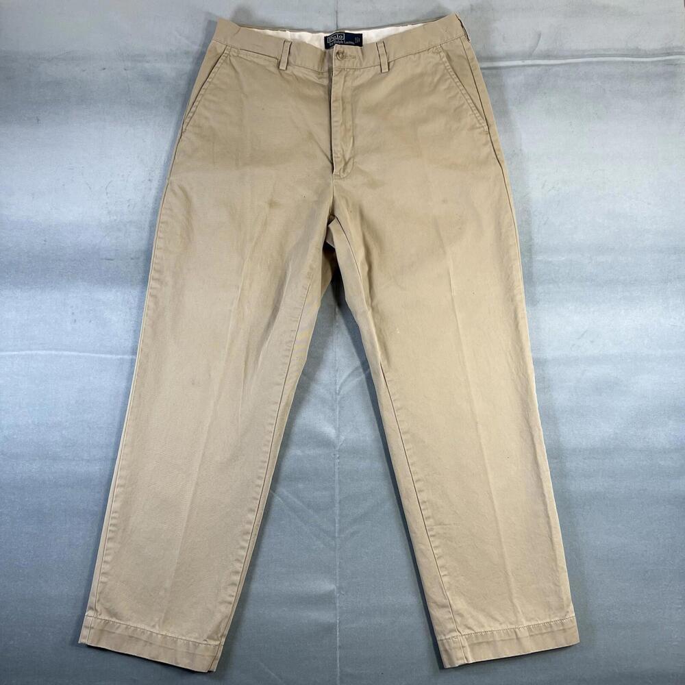 Vintage Polo Ralph Lauren Classic Chino Pants Mens 35x30 Tan Classic Fit 90s